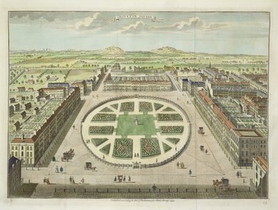 Grosvenor Square, für Stows Survey of London, veröffentlicht 1754 von English School